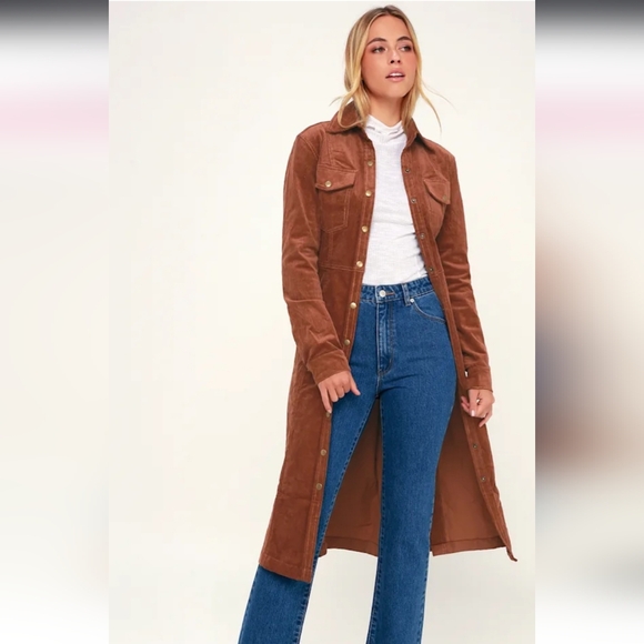 Honey Punch From Lulus Brown Corduroy Midi Dress  NWT Size M - Picture 4 of 6